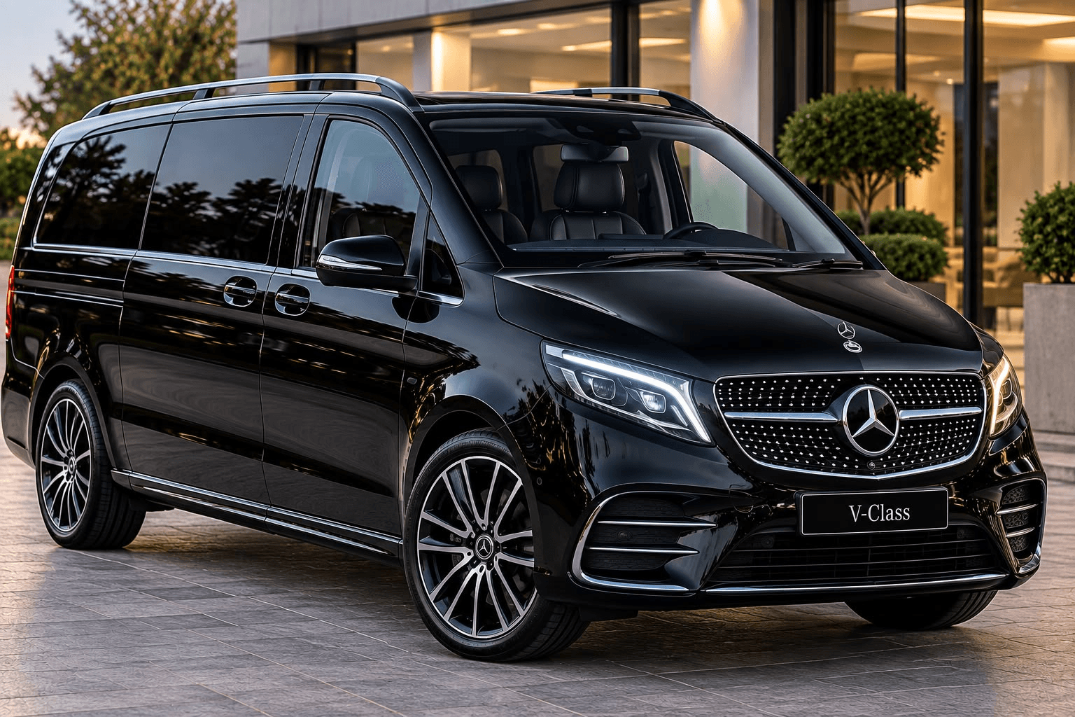 Minibus Mercedes V Class 2026 - Book 1-8 passenger taxi from CABS WALTON Walton On Thames Minibus Mercedes V Class 2026 taxi vehicle - CABS WALTON Walton On Thames airport transfer fleet - 1-8 passengers 8 Large Bags